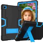 For Samsung Galaxy Tab A7 10.4 (2020) T500 Contrast Color Robot Shockproof Silicon + PC Protective Case with Holder(Black + Blue) - 1