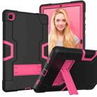 For Samsung Galaxy Tab A7 10.4 (2020) T500 Contrast Color Robot Shockproof Silicon + PC Protective Case with Holder(Black + Rose Red) - 1