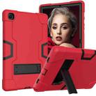 For Samsung Galaxy Tab A7 10.4 (2020) T500 Contrast Color Robot Shockproof Silicon + PC Protective Case with Holder(Red + Black) - 1