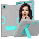 For Samsung Galaxy Tab A7 10.4 (2020) T500 Contrast Color Robot Shockproof Silicon + PC Protective Case with Holder(Grey + Mint Green) - 1