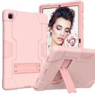 For Samsung Galaxy Tab A7 10.4 (2020) T500 Contrast Color Robot Shockproof Silicon + PC Protective Case with Holder(Rose Gold) - 1