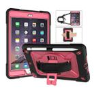 Contrast Color Silicone + PC Combination Case with Holder For iPad mini 3(Black + Rose Red) - 1