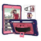 Contrast Color Silicone + PC Combination Case with Holder For iPad mini 3(Navy Blue + Rose Red) - 1