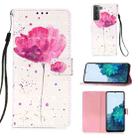 For Samsung Galaxy 21 5G 3D Painting Horizontal Flip Leather Case with Holder & Card Slot & Wallet & Lanyard(Pink Flower) - 1