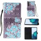 For Samsung Galaxy 21 5G 3D Painting Horizontal Flip Leather Case with Holder & Card Slot & Wallet & Lanyard(Blue Flower) - 1