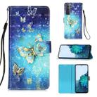For Samsung Galaxy 21 5G 3D Painting Horizontal Flip Leather Case with Holder & Card Slot & Wallet & Lanyard(Golden Butterfly) - 1