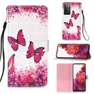 For Samsung Galaxy 21 Ultra 5G 3D Painting Horizontal Flip Leather Case with Holder & Card Slot & Wallet & Lanyard(Rose Butterfly) - 1