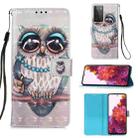 For Samsung Galaxy 21 Ultra 5G 3D Painting Horizontal Flip Leather Case with Holder & Card Slot & Wallet & Lanyard(Cute Owl) - 1