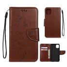 For iPhone 11 Pro Butterfly Flower Pattern Horizontal Flip Leather Case with Holder & Card Slots & Wallet(Brown) - 1