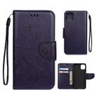 For iPhone 11 Butterfly Flower Pattern Horizontal Flip Leather Case with Holder & Card Slots & Wallet(Deep Purple) - 1