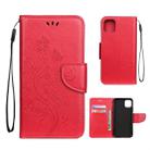 For iPhone 11 Butterfly Flower Pattern Horizontal Flip Leather Case with Holder & Card Slots & Wallet(Red) - 1