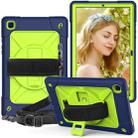 For Samsung Galaxy Tab A7 10.4 (2020) T500 Contrast Color Silicone + PC Combination Case with Holder(Navy Blue + Yellow-green) - 1