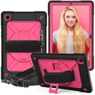 For Samsung Galaxy Tab A7 10.4 (2020) T500 Contrast Color Silicone + PC Combination Case with Holder(Black + Rose Red) - 1