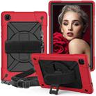 For Samsung Galaxy Tab A7 10.4 (2020) T500 Contrast Color Silicone + PC Combination Case with Holder(Red + Black) - 1