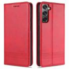 For Samsung Galaxy S21 5G AZNS Magnetic Calf Texture Horizontal Flip Leather Case with Card Slots & Holder & Wallet(Red) - 1