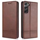 For Samsung Galaxy S21 5G AZNS Magnetic Calf Texture Horizontal Flip Leather Case with Card Slots & Holder & Wallet(Dark Brown) - 1