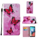 For Motorola Moto E7 Cross Texture Painting Pattern Horizontal Flip Leather Case with Holder & Card Slots & Wallet & Lanyard(Pink Butterfly) - 1