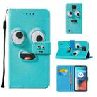 For Motorola Moto E7 Cross Texture Painting Pattern Horizontal Flip Leather Case with Holder & Card Slots & Wallet & Lanyard(Big-eye Monster) - 1