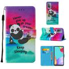 For Samsung Galaxy A52 5G / 4G Cross Texture Painting Pattern Horizontal Flip Leather Case with Holder & Card Slots & Wallet & Lanyard(Sleeping Panda) - 1