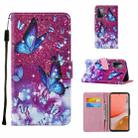 For Samsung Galaxy A72 5G / 4G Cross Texture Painting Pattern Horizontal Flip Leather Case with Holder & Card Slots & Wallet & Lanyard(Purple Butterfly) - 1