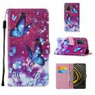 For Xiaomi Poco M3 Cross Texture Painting Pattern Horizontal Flip Leather Case with Holder & Card Slots & Wallet & Lanyard(Purple Butterfly) - 1