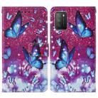 For Xiaomi Poco M3 Cross Texture Painting Pattern Horizontal Flip Leather Case with Holder & Card Slots & Wallet & Lanyard(Purple Butterfly) - 3