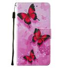 For Xiaomi Poco M3 Cross Texture Painting Pattern Horizontal Flip Leather Case with Holder & Card Slots & Wallet & Lanyard(Pink Butterfly) - 2