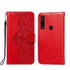 For Motorola Moto G Power Flower Vine Embossing Pattern Horizontal Flip Leather Case with Card Slot & Holder & Wallet & Lanyard(Red) - 1