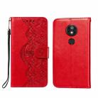 For Motorola Moto E5 Play Go(EU Version) Flower Vine Embossing Pattern Horizontal Flip Leather Case with Card Slot & Holder & Wallet & Lanyard(Red) - 1