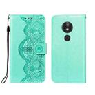 For Motorola Moto E5 Play Go(EU Version) Flower Vine Embossing Pattern Horizontal Flip Leather Case with Card Slot & Holder & Wallet & Lanyard(Green) - 1