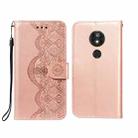 For Motorola Moto E5 Play Go(EU Version) Flower Vine Embossing Pattern Horizontal Flip Leather Case with Card Slot & Holder & Wallet & Lanyard(Rose Gold) - 1