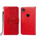 For Motorola Moto E6 Flower Vine Embossing Pattern Horizontal Flip Leather Case with Card Slot & Holder & Wallet & Lanyard(Red) - 1