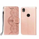 For Motorola Moto E6 Flower Vine Embossing Pattern Horizontal Flip Leather Case with Card Slot & Holder & Wallet & Lanyard(Rose Gold) - 1