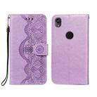 For Motorola Moto E6 Flower Vine Embossing Pattern Horizontal Flip Leather Case with Card Slot & Holder & Wallet & Lanyard(Purple) - 1