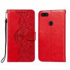 For Motorola Moto E6 Play Flower Vine Embossing Pattern Horizontal Flip Leather Case with Card Slot & Holder & Wallet & Lanyard(Red) - 1