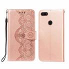 For Motorola Moto E6 Play Flower Vine Embossing Pattern Horizontal Flip Leather Case with Card Slot & Holder & Wallet & Lanyard(Rose Gold) - 1