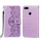 For Motorola Moto E6 Play Flower Vine Embossing Pattern Horizontal Flip Leather Case with Card Slot & Holder & Wallet & Lanyard(Purple) - 1