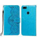 For Motorola Moto E6 Play Flower Vine Embossing Pattern Horizontal Flip Leather Case with Card Slot & Holder & Wallet & Lanyard(Blue) - 1