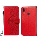 For Motorola Moto E6 Plus Flower Vine Embossing Pattern Horizontal Flip Leather Case with Card Slot & Holder & Wallet & Lanyard(Red) - 1