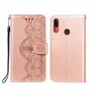 For Motorola Moto E6 Plus Flower Vine Embossing Pattern Horizontal Flip Leather Case with Card Slot & Holder & Wallet & Lanyard(Rose Gold) - 1