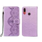 For Motorola Moto E6 Plus Flower Vine Embossing Pattern Horizontal Flip Leather Case with Card Slot & Holder & Wallet & Lanyard(Purple) - 1