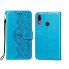 For Motorola Moto E6 Plus Flower Vine Embossing Pattern Horizontal Flip Leather Case with Card Slot & Holder & Wallet & Lanyard(Blue) - 1