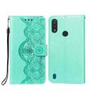 For Motorola Moto E6s(2020) Flower Vine Embossing Pattern Horizontal Flip Leather Case with Card Slot & Holder & Wallet & Lanyard(Green) - 1