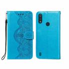 For Motorola Moto E6s(2020) Flower Vine Embossing Pattern Horizontal Flip Leather Case with Card Slot & Holder & Wallet & Lanyard(Blue) - 1