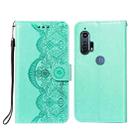 For Motorola Moto Edge Plus Flower Vine Embossing Pattern Horizontal Flip Leather Case with Card Slot & Holder & Wallet & Lanyard(Green) - 1