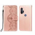 For Motorola Moto Edge Plus Flower Vine Embossing Pattern Horizontal Flip Leather Case with Card Slot & Holder & Wallet & Lanyard(Rose Gold) - 1