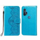 For Motorola Moto Edge Plus Flower Vine Embossing Pattern Horizontal Flip Leather Case with Card Slot & Holder & Wallet & Lanyard(Blue) - 1