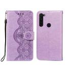 For Motorola Moto G Stylus Flower Vine Embossing Pattern Horizontal Flip Leather Case with Card Slot & Holder & Wallet & Lanyard(Purple) - 1