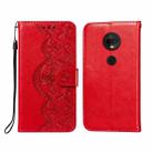 For Motorola Moto G7 Flower Vine Embossing Pattern Horizontal Flip Leather Case with Card Slot & Holder & Wallet & Lanyard(Red) - 1