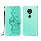 For Motorola Moto G7 Flower Vine Embossing Pattern Horizontal Flip Leather Case with Card Slot & Holder & Wallet & Lanyard(Green) - 1